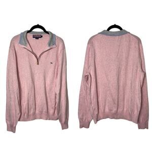 Vineyard Vines Quarter-Zip Pullover Sweater Men's Large Heather Pink 100% cotton